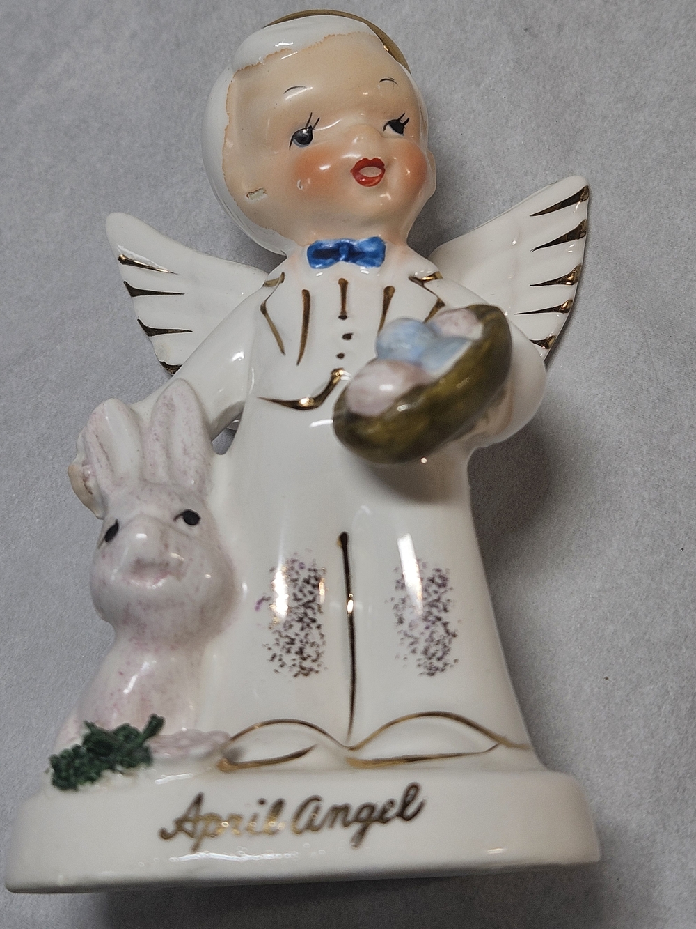 Vintage Napco A1920 April Birthday Month Boy Angel Porcelain Figurine - Picture 9 of 9